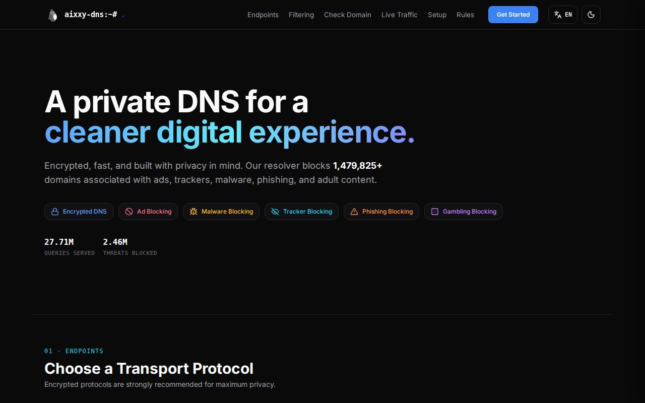 AIXXY-DNS homepage