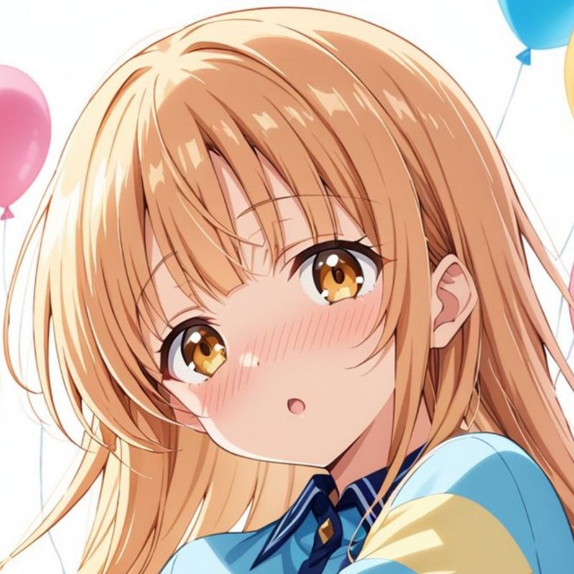 Portrait artis anime dengan rambut ungu panjang, mata tajam biru, ekspresi kreatif, pose di depan kanvas dengan kuas dan gambar latar belakang studio artistik dengan produk anime